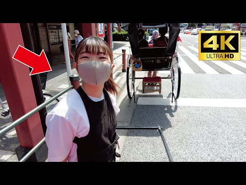 A cute Japanese girl Tera-chan guided me around Asakusa by rickshaw😊 | Rickshaw in Asakusa, Tokyo