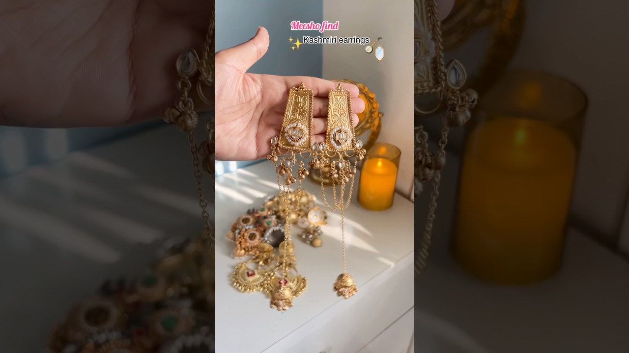 Kashmiri earrings with ghungroo | Gold silver big earrings from meesho 