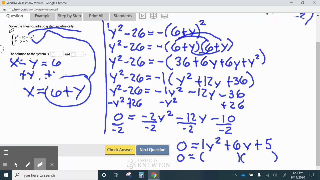 3.1 Solving Systems of Linear-Quadratic Equations Assignment Tutorial ...