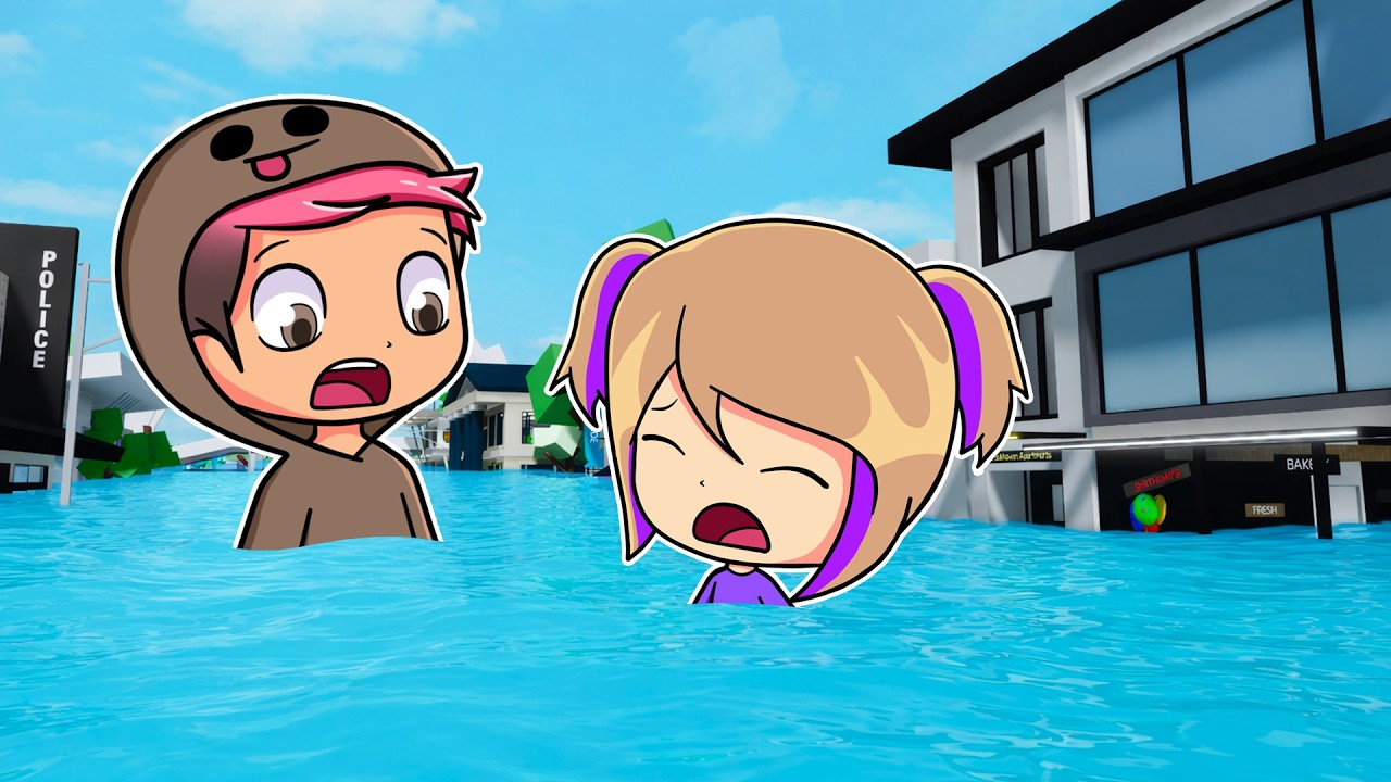 SOBREVIVIMOS a la INUNDACIÓN de BROOKHAVEN con BEBÉ LYNA en Roblox