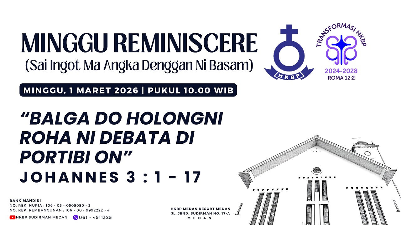 Parmingguon Minggu Reminiscere HKBP Medan Sudirman | Minggu, 1 Maret 2026 Pukul 10.00 WIB
