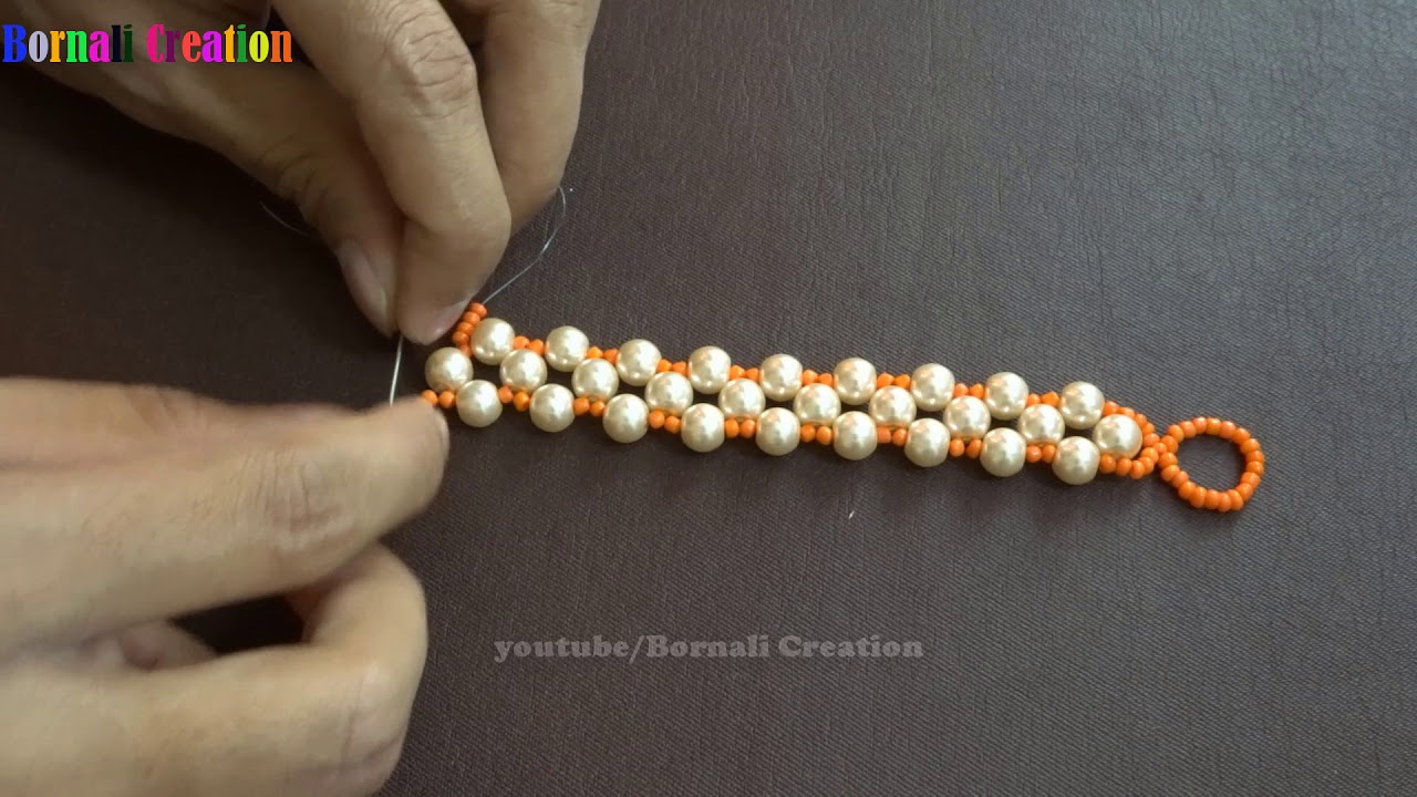 How to make Simple Pearl Bracelet | Beads Bracelet Making Tutorial | DIY  Aesthetic Jewellery Craft - YouTube