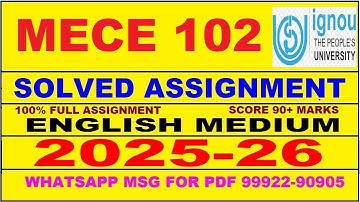 MECE 102 solved assignment 2025-26 in English || mece 102 solved assignment 2026 || mece102 2025-26