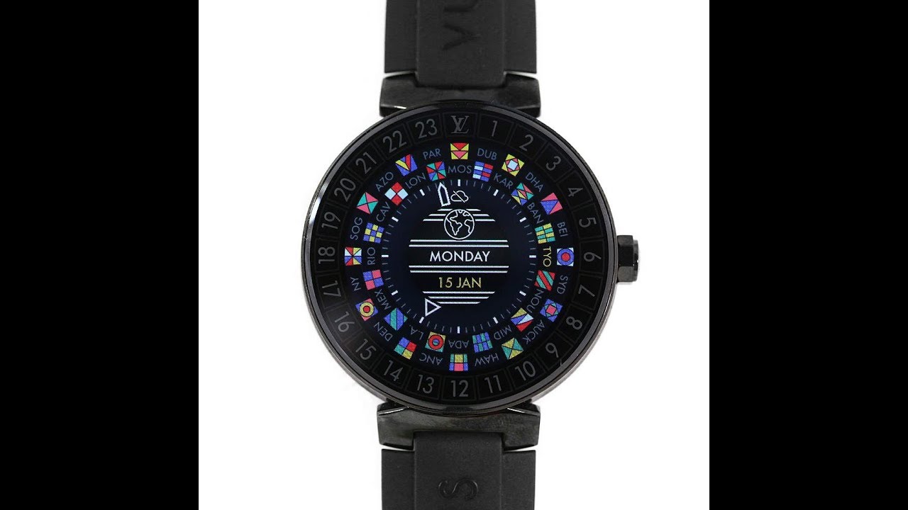 美品・ルイヴィトン タンブール ホライゾンブラック・スマートウォッチ  