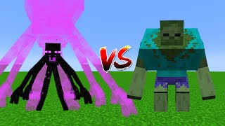 New Buffed Mutant Enderman(Mutants Buff Mod) VS Buffed Mutant Zombie - Minecraft Mob Battle