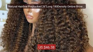 Natural Hairline Preplucked 26“Long 180Density Ombre Brown Bl... — Amazing Value 2026 | Must Have!