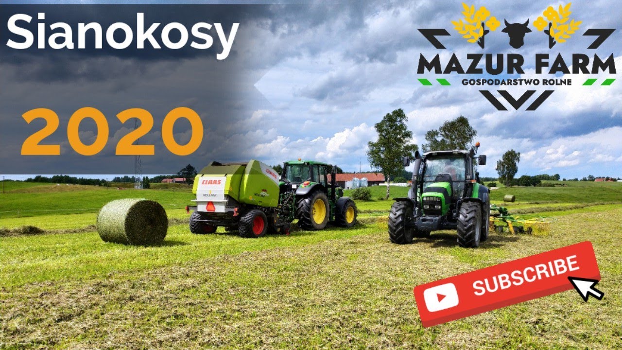 John Deere 6150M Claas Rollant 455 RC - Sianokosy drugi pokos 2020 w MazurFarm