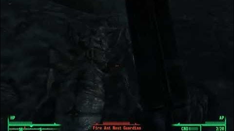 Fallout 3 Fire Ant Nest Guardian strafe kill