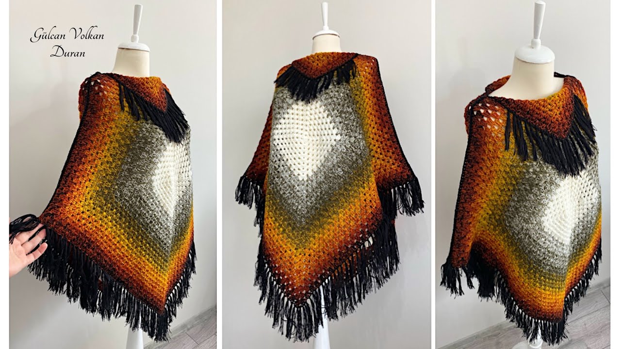 2 KARE MOTİFTEN ÖRGÜ EN KOLAY BOHEM PANÇO YAPIMI🪶