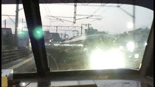 人身事故で信号待ち停車となった二日市駅～南福岡駅間を走行する鹿児島本線上り特急みどり783系ハイパーサルーンの前面展望