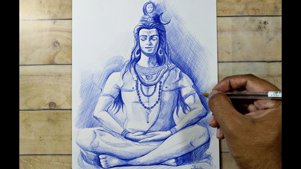 Mahadev pen sketch  Ats Creations  Drawings  Illustration Ethnic  Cultural  Tribal Asian  Indian Indian  ArtPal