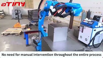 The ATINY laser seam tracking system works with CROBOTP robots for welding of electrical cabinets