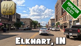 Driving Around Downtown Elkhart, Indiana in 4k Video