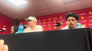 USC head coach Lincoln Riley, Jaylin Smith, Jayden Maiava presser in 49-35 loss to No. 5 Notre Dame