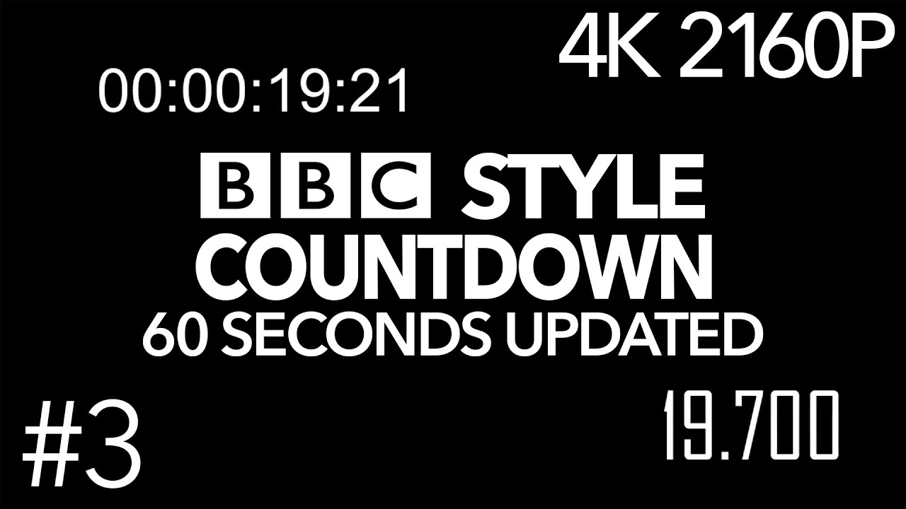 60 Seconds Updated (3rd) | BBC Style Countdown | Allen [4K 2160p] - YouTube