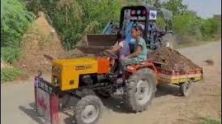 Mini Tractor 5911 || jcb tractor fully loaded trolley in cow potty || mini Tractor trolley video