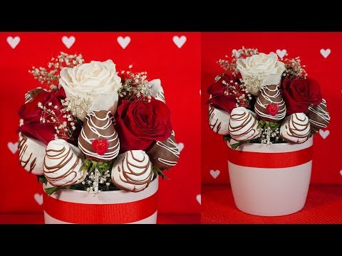 Arreglo de Rosas y Fresas Cubiertas con Chocolate - DIY - Mi Cocina Rápida Arreglo de Rosas y Fresas Cubiertas con Chocolate - DIY - Mi Cocina Rápida