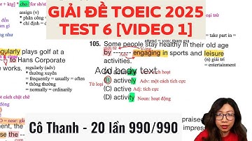 GIẢI ĐỀ TOEIC 2025 MỚI NHẤT | TEST 6 [VIDEO 1]
