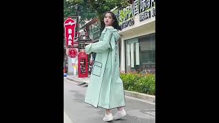 ロング丈レインコート、おしゃれな見た目、軽量、360°防水