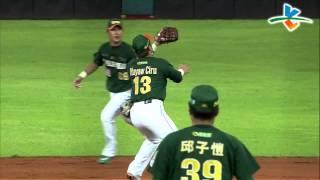 20130803 CPBL 獅VS犀牛 3下 林志祥抛球失誤, 讓義大進攻形成滿壘局面