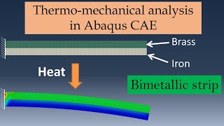 Thermo-mechanical analysis in Abaqus CAE | Bimetallic strip example