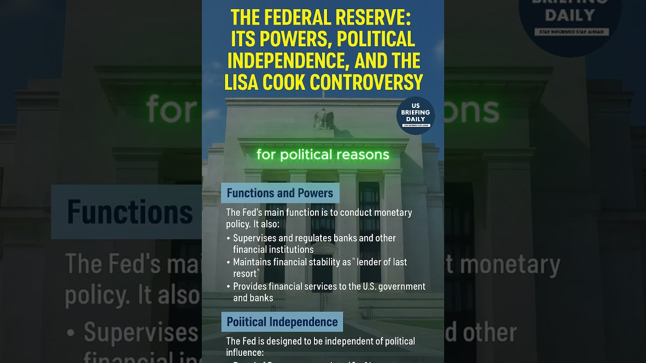 The FED: Its Powers, Political Independence, and the Lisa Cook Controversy | US Briefing Daily