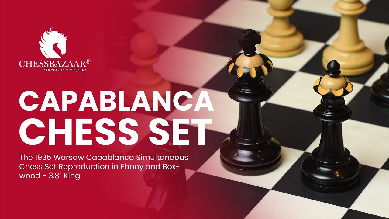 1935 Warsaw Capablanca Simultaneous Chess Pieces in Ebony and