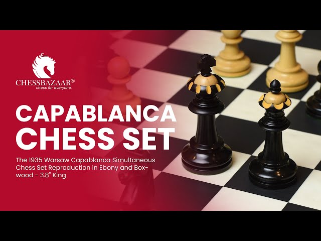 1935 Warsaw Capablanca Simultaneous Chess Pieces in Ebony and