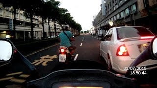 20150703-1850白色轎車未讓直行車先行,機車行駛禁行車道