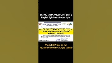 #nep2020 #bknmu #bknmuexam @dr.khyati_vadher