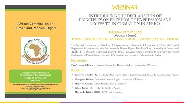 Webinar: Declaration of Principles on Freedom of Expression and Access to Information (19 May 2020)