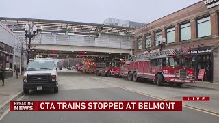 CTA trains stopped at Belmont