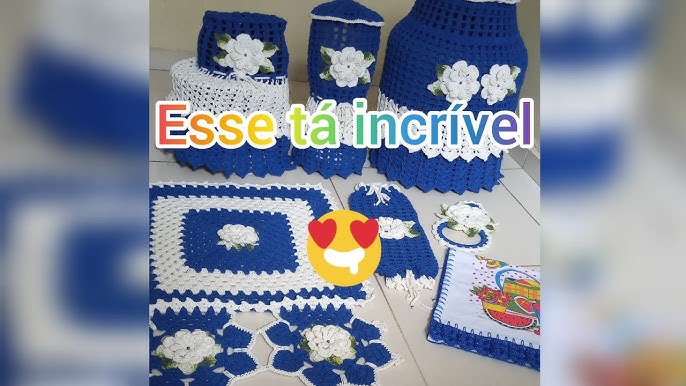 jogo de cozinha de crochê, Esse da foto foi feito pela artesã Joseane  Passo a passo completo no link azul 👉👉  Você  também pode pesquisar lá no