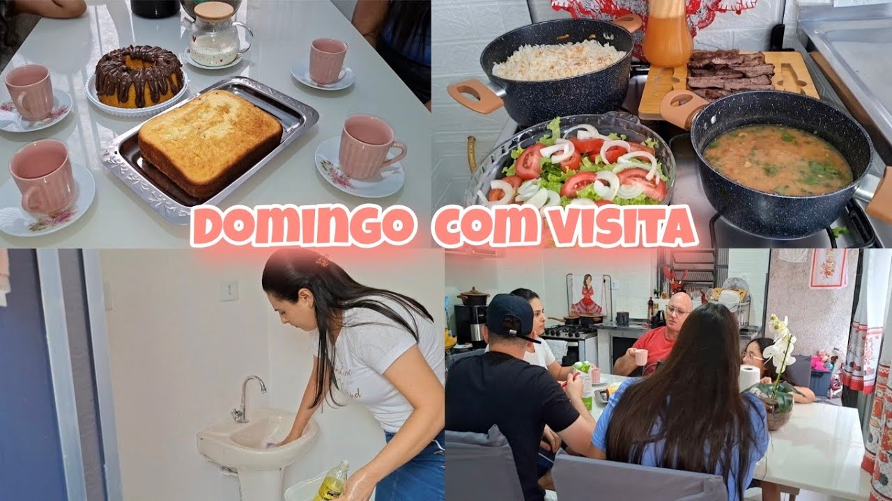 ✨️DOMINGO COM VISITA EM CASA|LIMPEZA, ALMOÇO, BOLO E MESA DE CAFÉ ☕️🍰|JYSSOZA 
