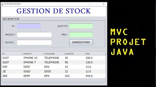 TUTO JAVA SWING GESTION DE STOCK (MVC + MySQL) PROJET 1.0.1 screenshot 3