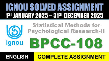 BPCC 108 Solved Assignment 2025 || bpcc-108 solved assignment in English || Jan 2025 to Dec 2025