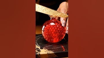ASMR Cutting a Sparkling Glass Pomegranate