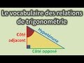 Trigonomtrie  vocabulaire dans le triangle rectangle