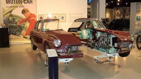 Left side cutaway MGB GT - View inside an MGB cut in half at the British Motor Museum