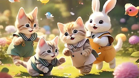 Watch the video about CUTE AND CUTE ORANGE ANGORA KITTEN PLAYING WITH RABBIT IN GARDEN FULL OF GRASS