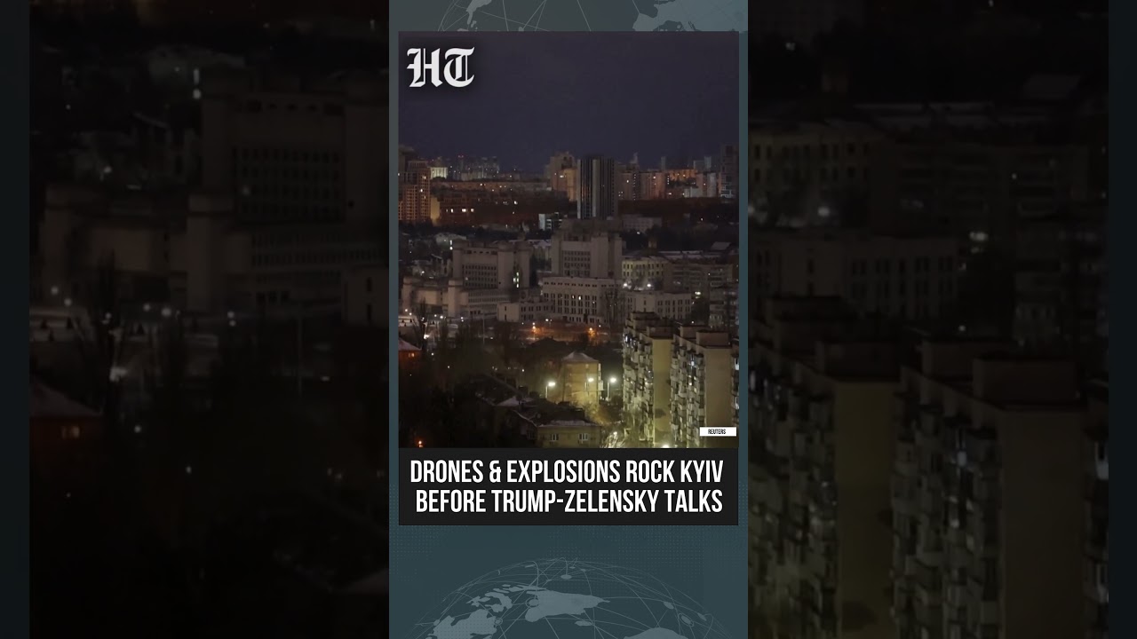 Drones And Blasts Hit Kyiv As Russia Attacks Ahead Of Zelensky-Trump Talks | #shorts