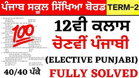 12 ਜਮਾਤ ਇਲੈਕਟਿਵ ਪੰਜਾਬੀ ਪੇਪਰ /:PSEB 12 CLASS TERM-2 ELECTIVE PUNJABI VERY IMPORTANT QUESTIONS#video