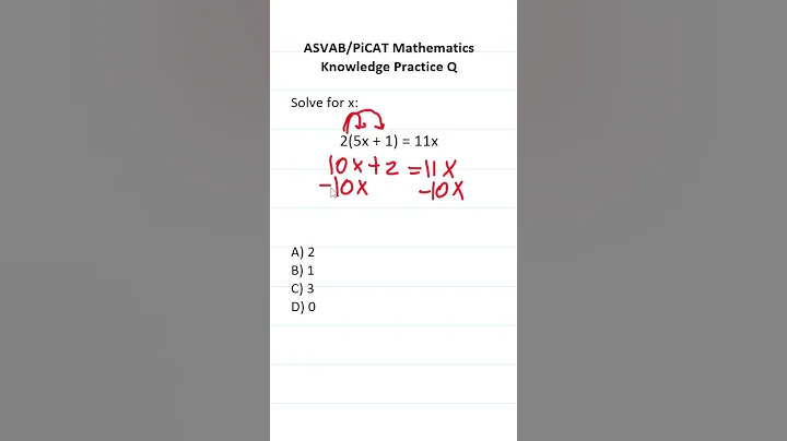 ASVAB/PiCAT Math Knowledge Practice Test Question: Solving Equations #acetheasvab with #grammarhero