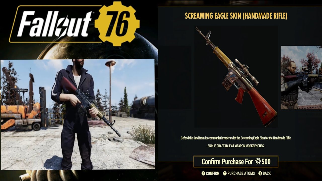Fallout 76 The Screaming Eagle Handmade Gun Skin YouTube