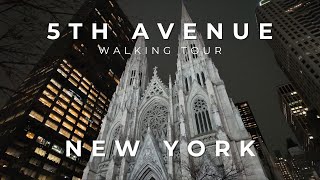[4K] Exploring 5th Avenue at Night: New York Walking Tour