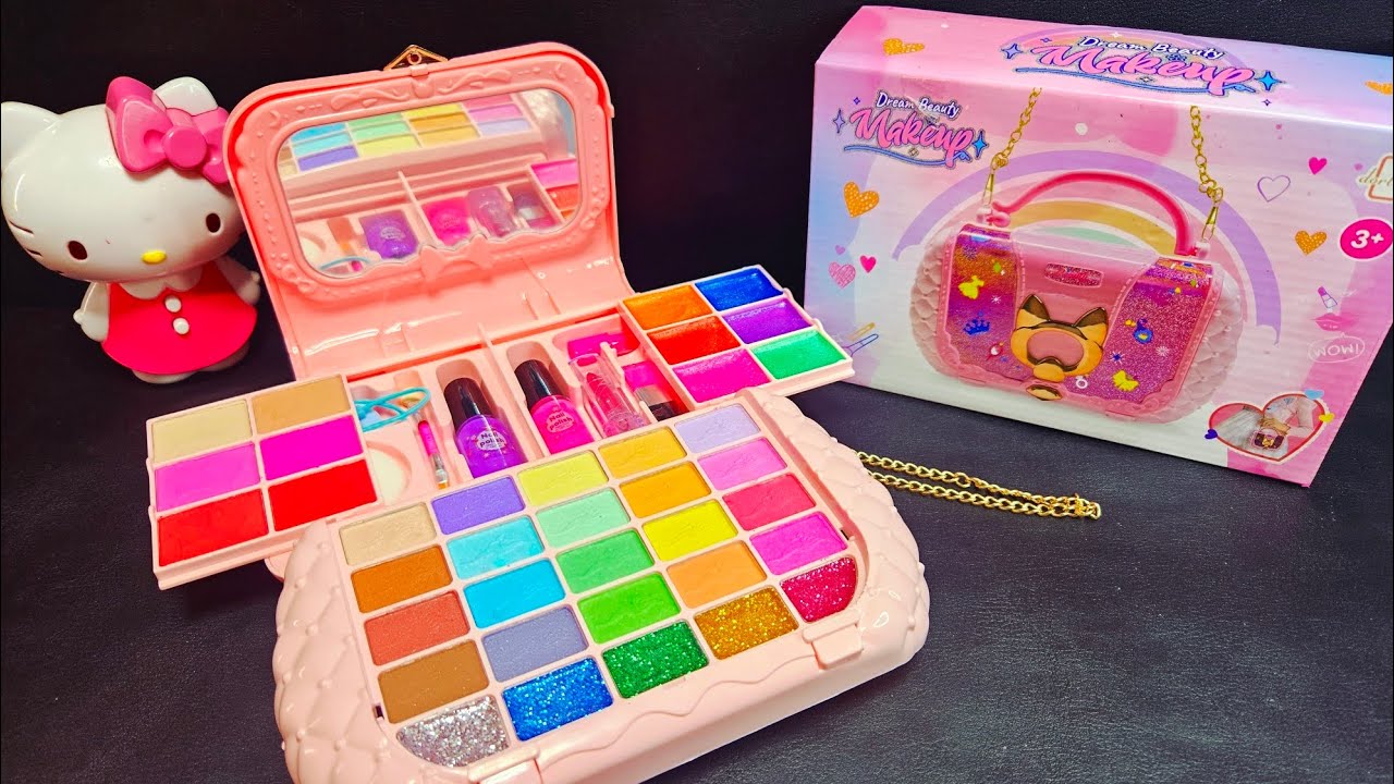 5 Minutes Satisfying With Unboxing Hello Kitty Make Up Beauty Fashion Set ASMR No Talking No Music