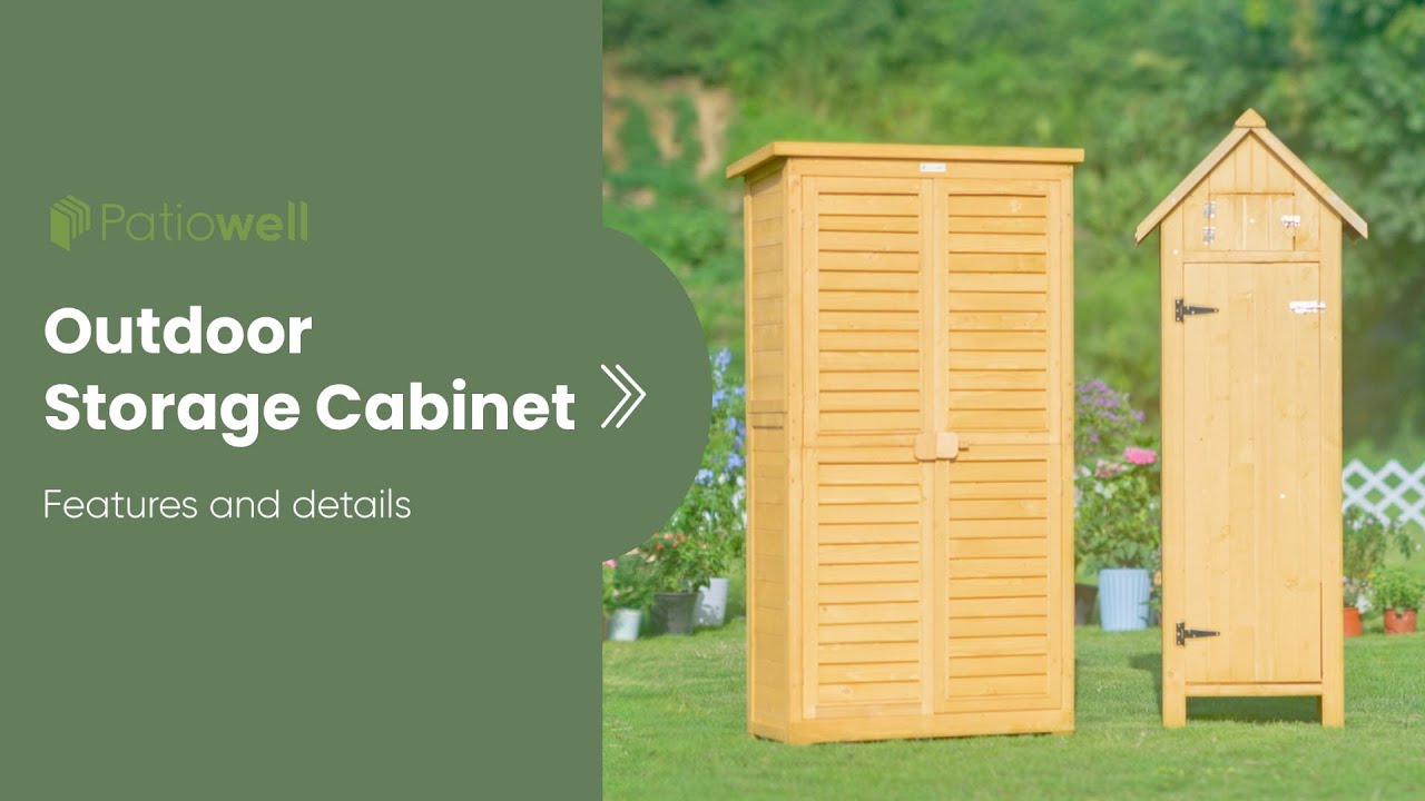 Patiowell Outdoor Natural Wood Garden Tool Storage