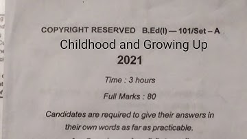 MMHAPU Childhood and Growing Up Questions B.Ed. session 2020-22 1st year