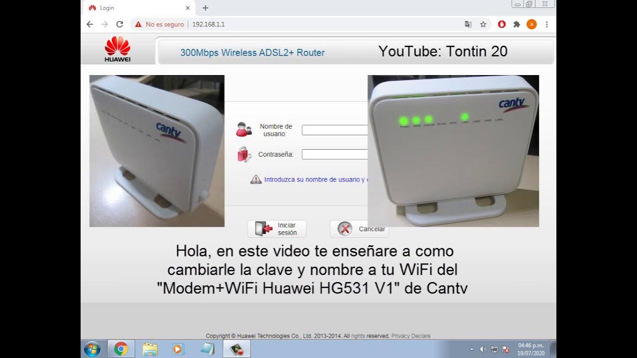 Cambiar clave del WiFi y nombre (Modem+WiFi Huawei HG531 V1 de Cantv