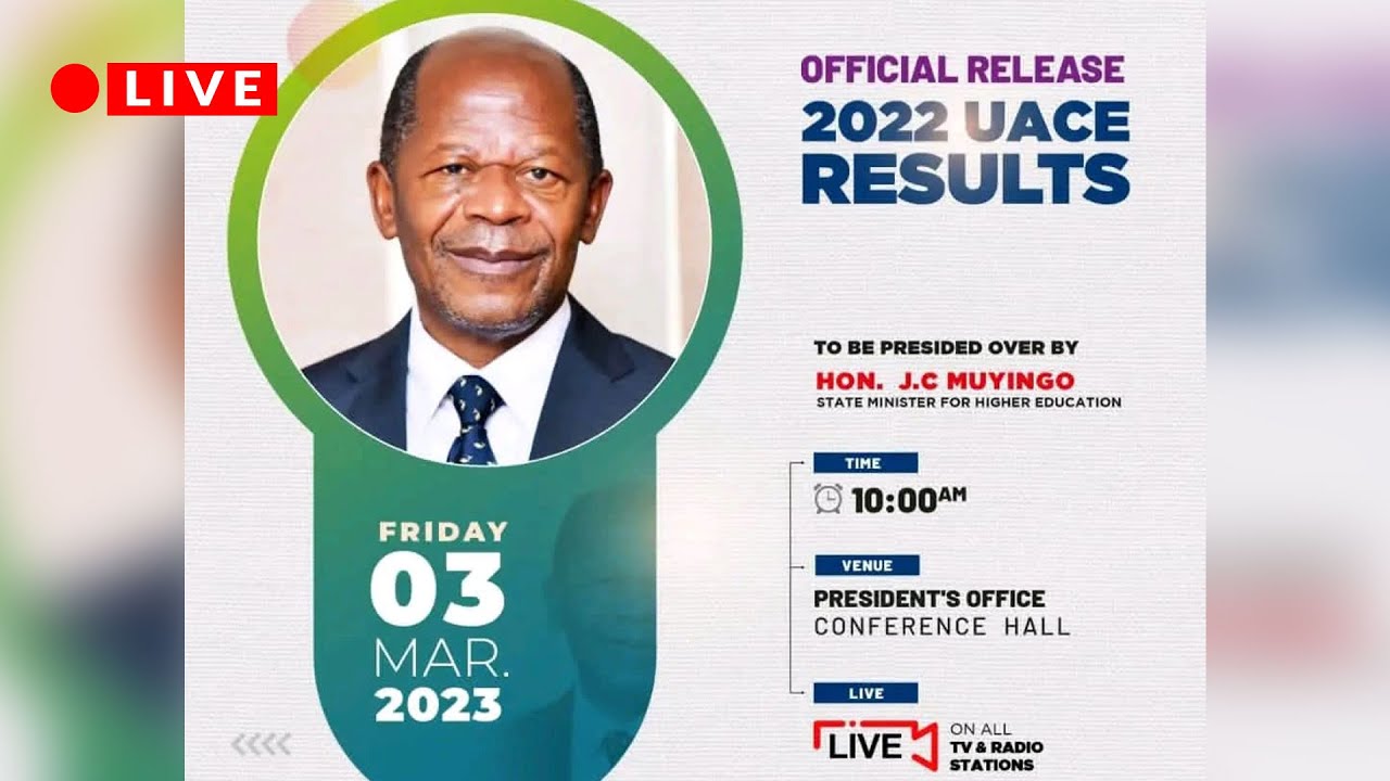 Uace LIVE: OFFICIAL RELEASE OF UACE EXAMINATIONS RESULTS 2022 BY MINISTER JC ...